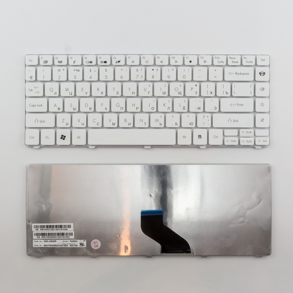 Клавиатура для ноутбука Packard Bell NM85, NM86, NM87 белая