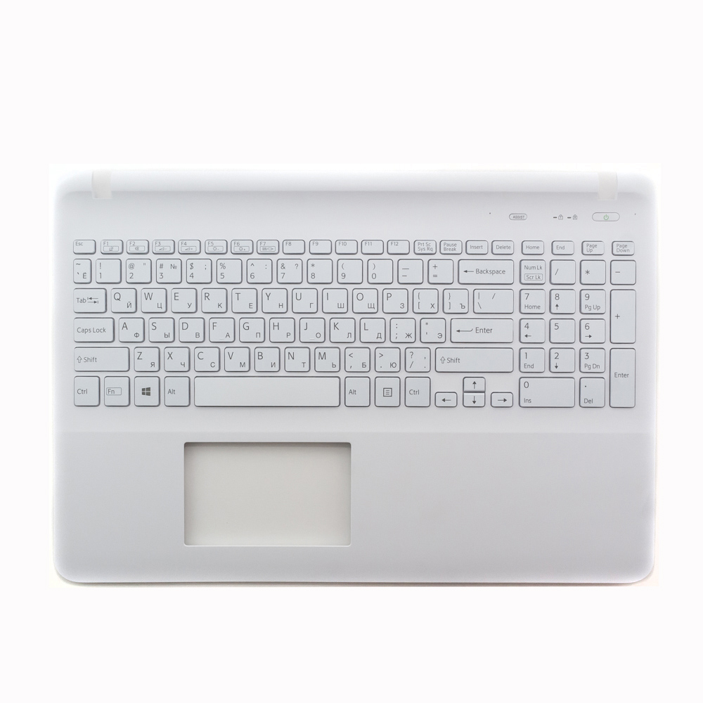 Клавиатура для ноутбука Sony SVF15 белая с белым топкейсом, с подсветкой